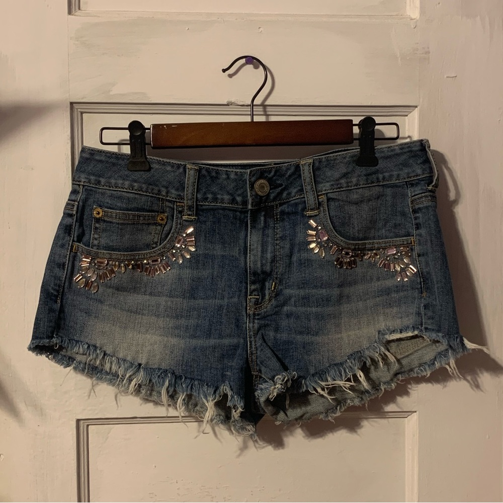American Eagle Outfitters Bedazzled Cut Off Jean Shorts